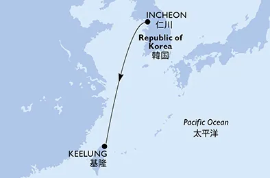 Route 3 Nächte Asien ab Incheon bis Keelung