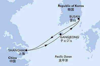 Route 4 Nächte Asien ab/bis Shanghai