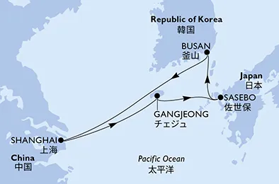 Route 5 Nächte Asien ab/bis Shanghai