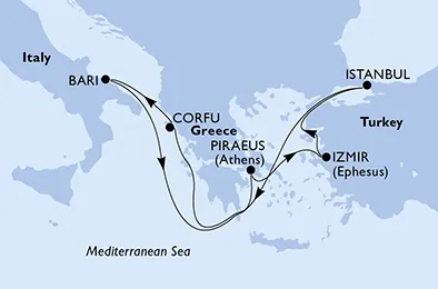 Route 7 Nächte Mittelmeer ab/bis Bari