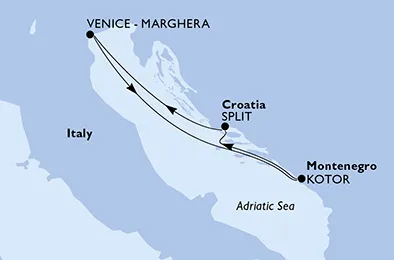 Route 4 Nächte Mittelmeer ab/bis Venedig