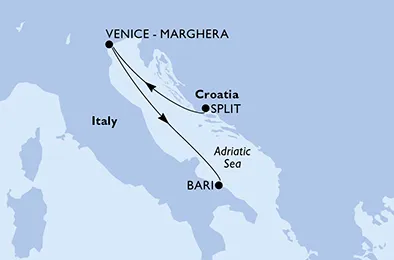 Route 2 Nächte Mittelmeer ab Split bis Bari