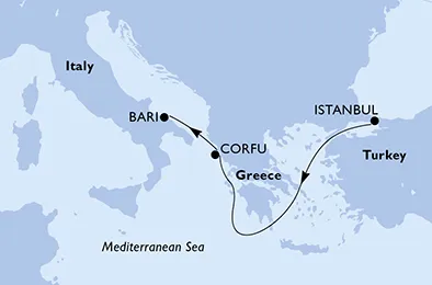 Route 3 Nächte Mittelmeer ab Istanbul bis Bari