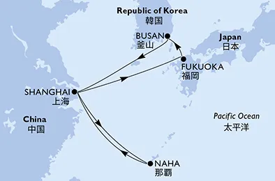 Route 9 Nächte Asien ab Shanghai bis Naha/Okinawa
