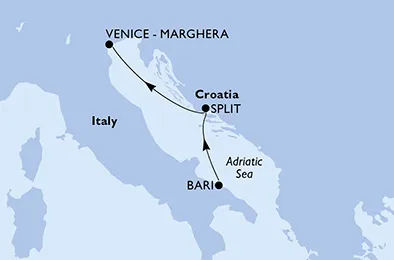 Route 2 Nächte Mittelmeer ab Bari bis Venedig