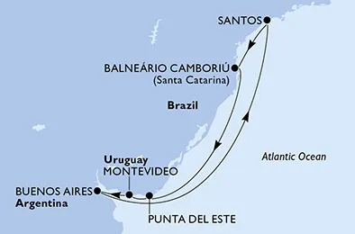 Route 8 Nächte Südamerika ab/bis Balneário Camboriú