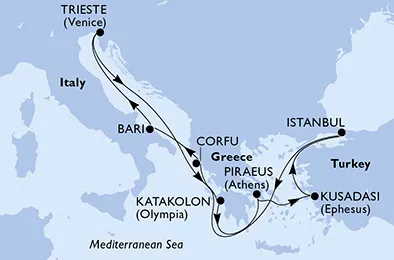 Route 9 Nächte Mittelmeer ab/bis Bari
