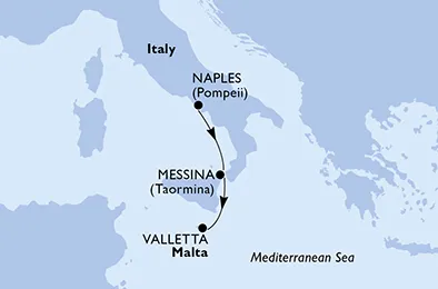 Route 2 Nächte Mittelmeer ab Neapel bis Valletta
