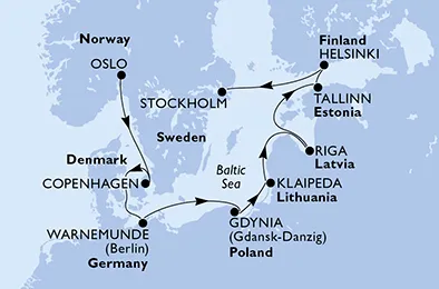 Route 9 Nächte Nordeuropa ab Oslo bis Stockholm