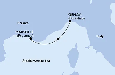 Route 1 Nacht Nordeuropa ab Marseille bis Genua