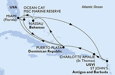Route 13 Nächte Karibik ab Miami bis Nassau