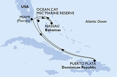 Route 6 Nächte Karibik ab/bis Miami
