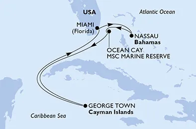 Route 6 Nächte Karibik ab/bis Miami