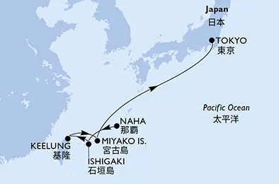Route 6 Nächte Asien ab Naha/Okinawa bis Tokyo