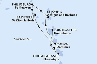 Route 7 Nächte Karibik ab/bis Pointe A Pitre