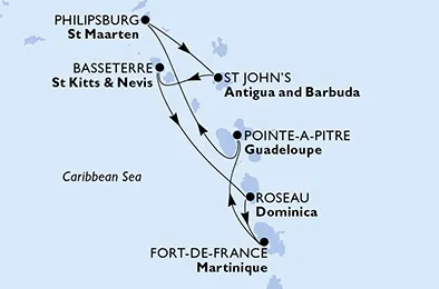 Route 7 Nächte Karibik ab/bis Pointe A Pitre