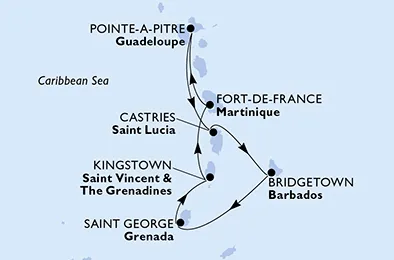 Route 7 Nächte Karibik ab/bis Pointe A Pitre