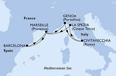 Route 6 Nächte Mittelmeer ab/bis Barcelona