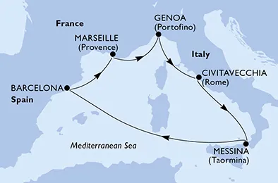 Route 6 Nächte Mittelmeer ab/bis Marseille