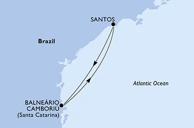 Route 3 Nächte Südamerika ab/bis Santos