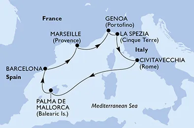 Route 7 Nächte Mittelmeer ab/bis Genua