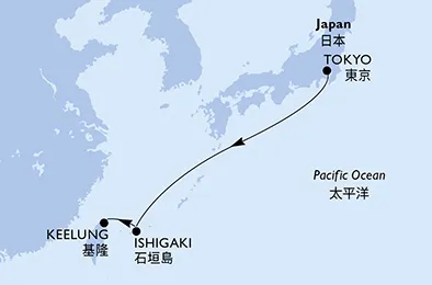Route 4 Nächte Asien ab Tokyo bis Keelung