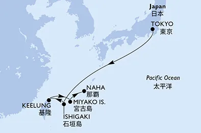 Route 6 Nächte Asien ab Tokyo bis Naha/Okinawa