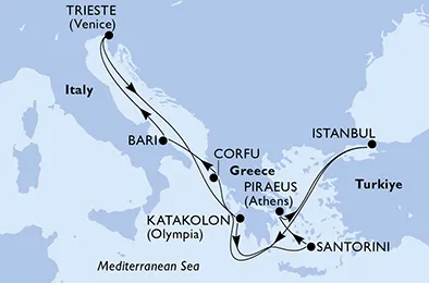 Route 9 Nächte Mittelmeer ab/bis Bari