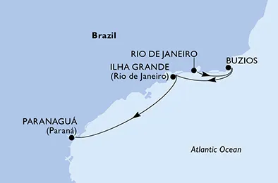 Route 4 Nächte Südamerika ab Rio De Janeiro bis Paranaguá