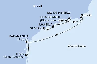 Route 7 Nächte Südamerika ab Santos bis Itajaí