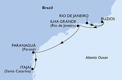 Route 5 Nächte Südamerika ab Rio De Janeiro bis Itajaí