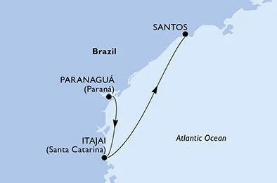 Route 2 Nächte Südamerika ab Paranaguá bis Santos