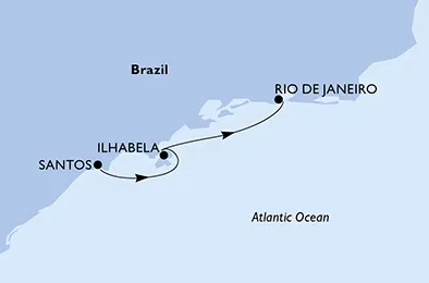Route 2 Nächte Südamerika ab Santos bis Rio De Janeiro