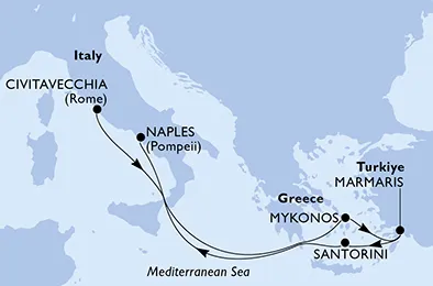 Route 6 Nächte Mittelmeer ab Civitavecchia (Rom) bis Neapel