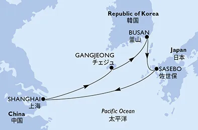 Route 5 Nächte Asien ab/bis Shanghai