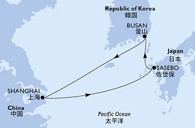 Route 5 Nächte Asien ab/bis Shanghai