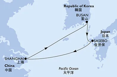 Route 5 Nächte Asien ab/bis Shanghai