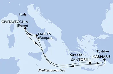 Route 6 Nächte Mittelmeer ab/bis Hafen Marmaris
