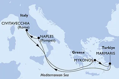 Route 6 Nächte Mittelmeer ab/bis Hafen Marmaris