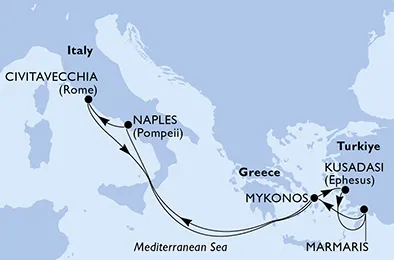 Route 8 Nächte Mittelmeer ab/bis Hafen Marmaris