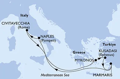 Route 7 Nächte Mittelmeer ab/bis Hafen Marmaris