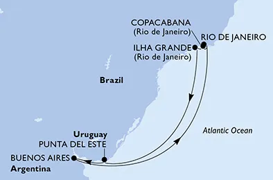 Route 8 Nächte Südamerika ab/bis Rio De Janeiro