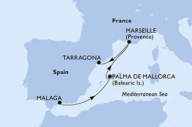 Route 3 Nächte Positionierungsfahrten ab Malaga bis Tarragona