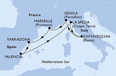 Route 7 Nächte Mittelmeer ab/bis Genua