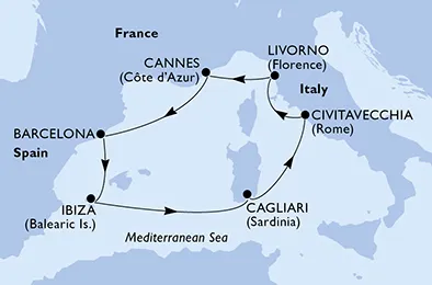 Route 7 Nächte Mittelmeer ab/bis Cannes