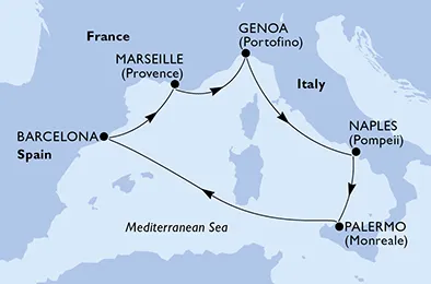 Route 6 Nächte Mittelmeer ab/bis Marseille