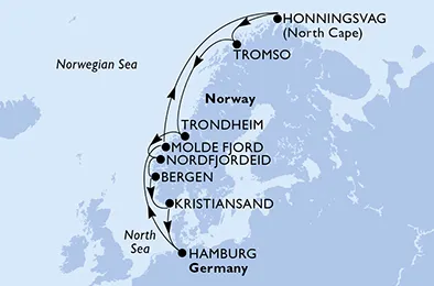 Route 12 Nächte Nordeuropa ab/bis Hamburg
