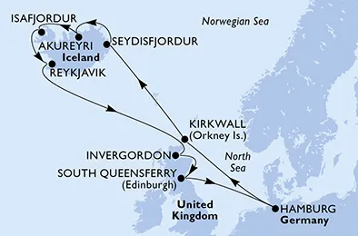 Route 12 Nächte Nordeuropa ab/bis Hamburg