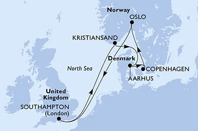 Route 7 Nächte Nordeuropa ab/bis Southampton