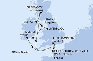 Route 7 Nächte Nordeuropa ab/bis Southampton
